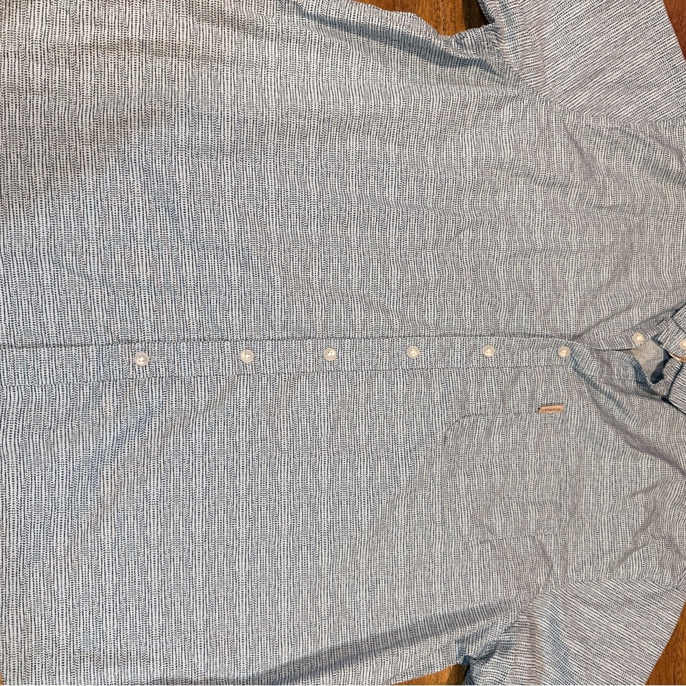 Ariat Men's Navy and White Striped Button Down Shirt